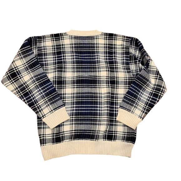 Vintage 90s Heavy Knit Plaid Tommy Hilfiger Sweater Preppy Nautical pullover | L - Picture 5 of 10